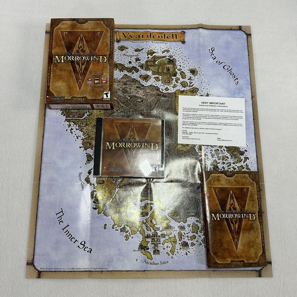 The Elder Scrolls III Morrowind Small Box PC Game RPG CD-ROM Map Manual Vintage